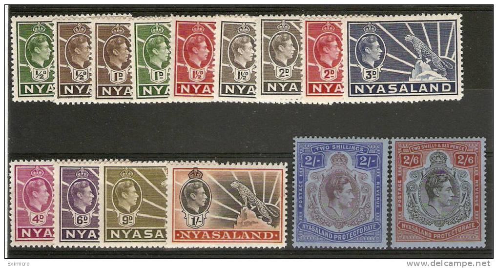 NYASALAND 1938 - 1944 SET TO 2s 6d SG 130/140 LIGHTLY MOUNTED MINT Cat £70 - Nyassaland (1907-1953)