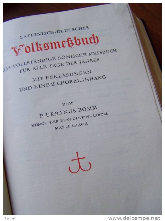 LATEINISCH DEUTSCHES VOLKSMESSBUCH Von P. URBANUS BOMM 1961 BENZINGER § CO - CHORALANHANG - Einsiedeln - Christianisme