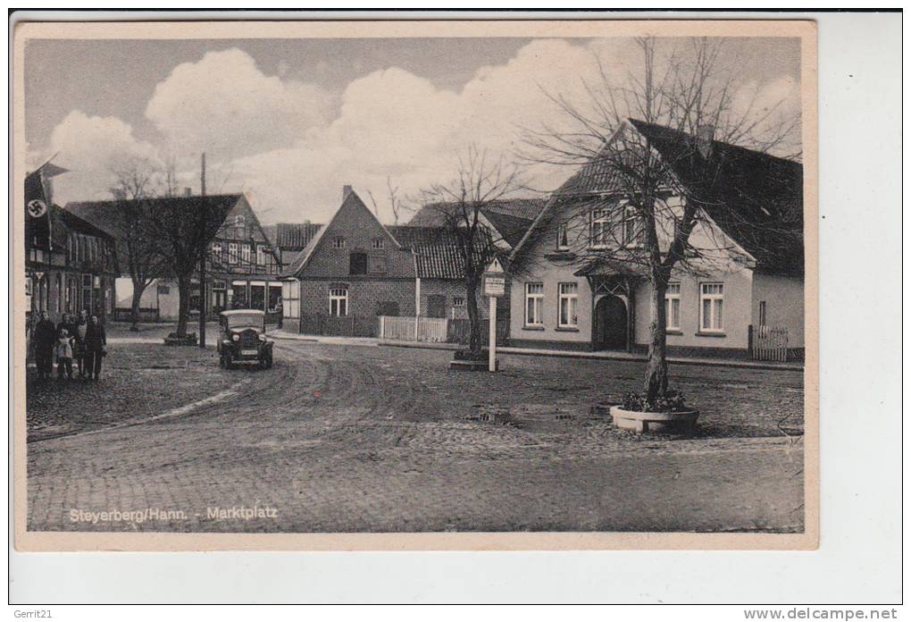 3074 STEYERBERG, Marktplatz, NS-Beflaggung - Nienburg