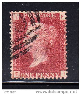 Great Britain Used Scott #33 1p Victoria, Red Plate #105 Position FI - Usados