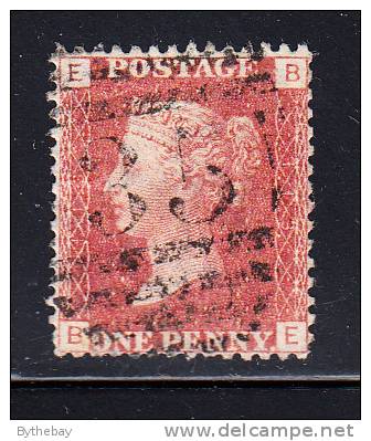 Great Britain Used Scott #33 1p Victoria, Red Plate #113 Position EB - Hinge Remnant, Nibbed Perfs - Usados