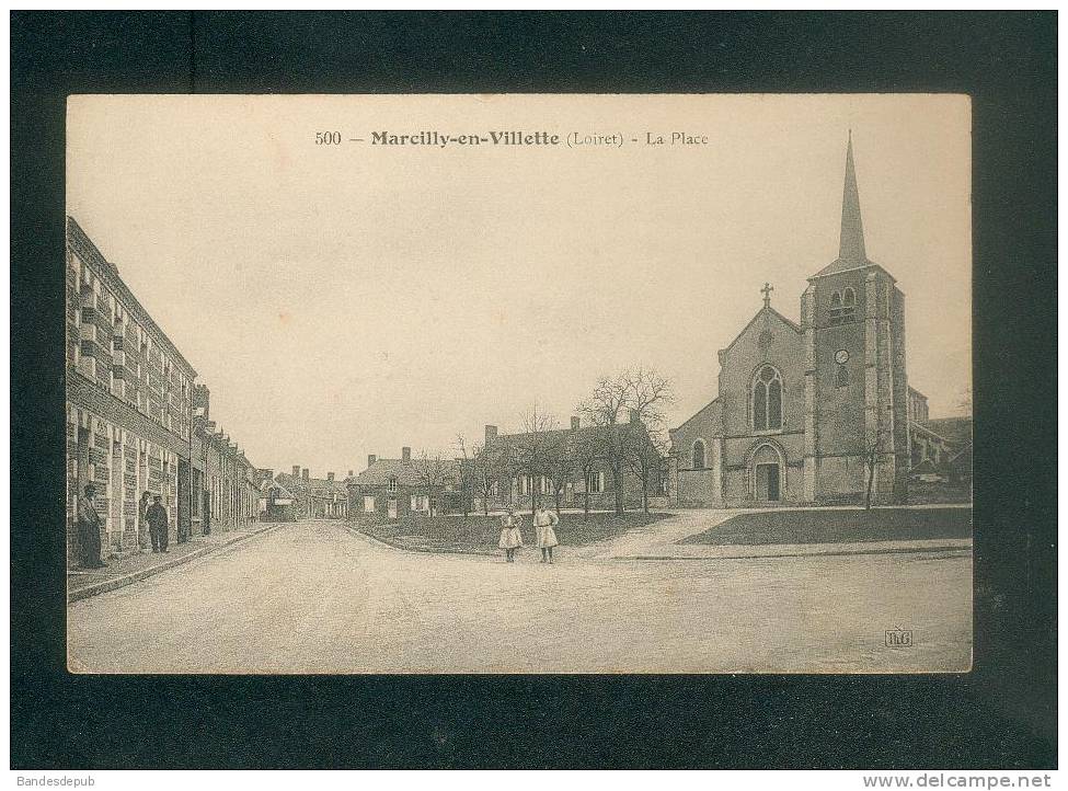 Marcilly En Villette (Loiret 45) - La Place ( Animée église Th. G. 500) - Other & Unclassified