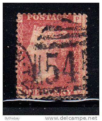 Great Britain Used Scott #33 1p Victoria, Red Plate #208 Position PD - Pulled Perf, Thin - Usados