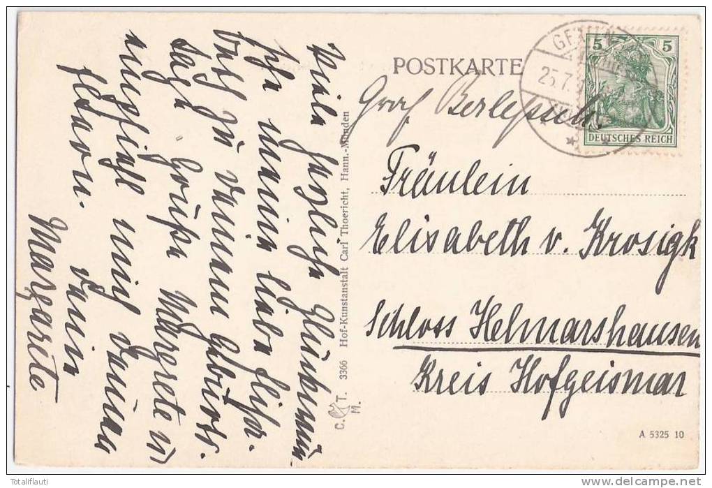 Schloß Berlepsch Jugendstil Autograf Adel Gräfin Margarete Von Berlepsch An Fräulein Von Krosigk Schloß Helmarshausen Ho - Witzenhausen