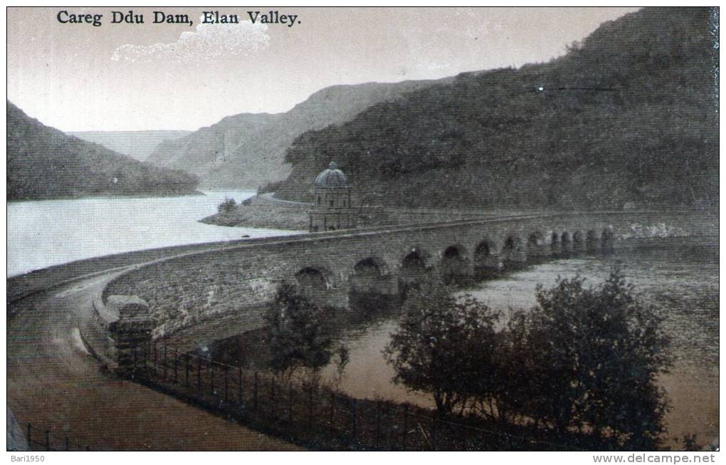 Beatiful  Old Post Card    " Careg  Ddu  Dam,  Elan  Valley.  " - Birmingham