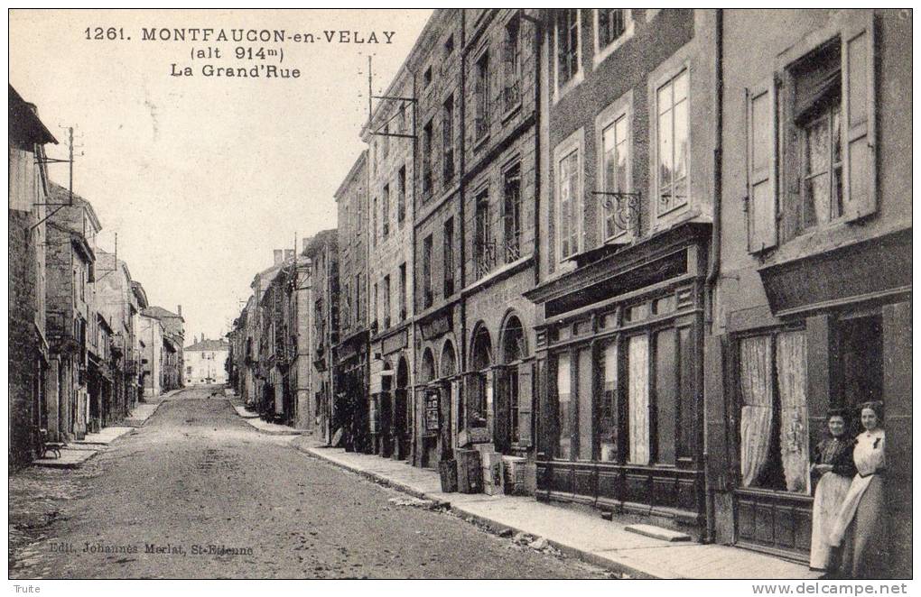 MONTFAUCON EN VELAY LA GRAND RUE COMMERCES - Montfaucon En Velay