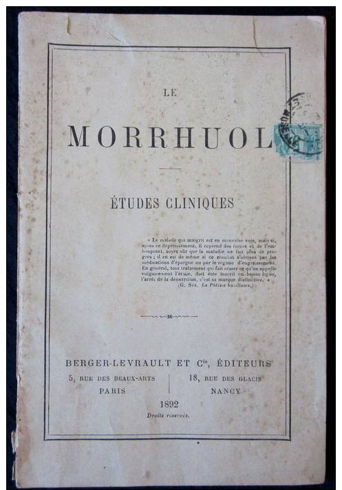 ANCIEN LIVRE MEDICAL 1892 MEDICAMENT Le MORRHUOL Foi De Morue Etude Clinique DOCTEUR - 1801-1900