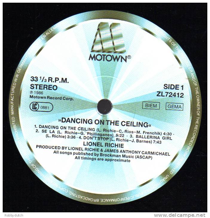 * LP *  LIONEL RICHIE - DANCING ON THE CEILING (Germany 1985 EX-!!!) - Soul - R&B