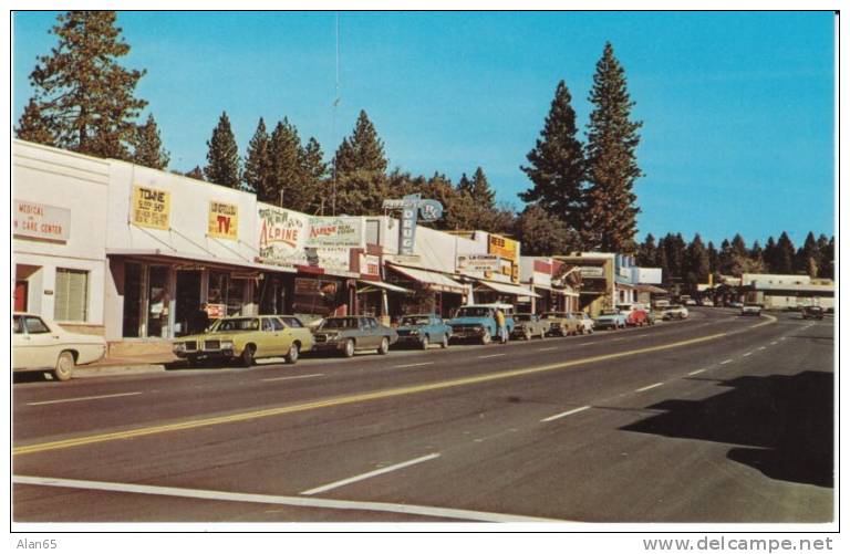 Paradise CA California, Street Scene, Paradise Drug Store, TV Sign, Medical Office, C1970s Vintage Postcard - Other & Unclassified