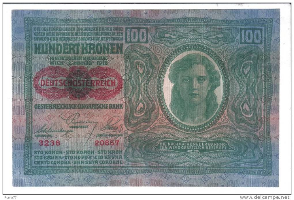 VER111 - IMPERO AUSTRIACO , 100 K Del 1912 . MB - Austria