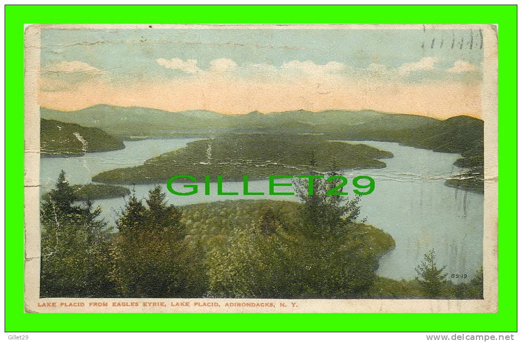 LAKE PLACID, NY - LAKE PLACID FROM EAGLES EYRIE, ADIRONDACKS - WRITTEN IN 1925 - - Adirondack