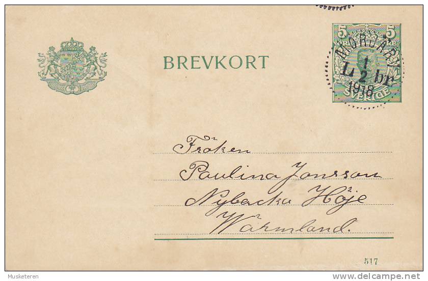 Sweden Postal Stationery Ganzsache Entier MORJÄRV 1918 Brevkort ´Hälsning Från Axel Larsson, Morjärv´ UNIQUE 2 Scans - Entiers Postaux