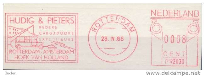 NEDERLAND :1966:  Red Postal Metermark On Fragment : TRANSPORT,SHIPPING,EXPEDITION,HARBOUR,SHIP-OWNERS,DERRICK,CAMION, - Altri & Non Classificati