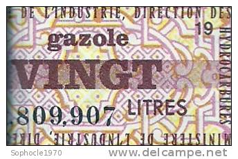 MINISTERE DE L'INDUSTRIE DIRECTION DES HYDROCARBURES - BON MATIERE - VINGT LITRES GAZOLE PLANCHE DE 25 TICKETS - Bons & Nécessité