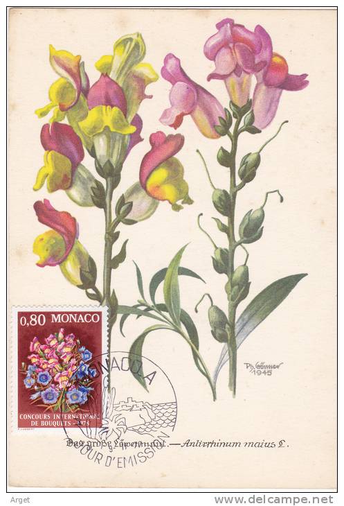 Carte Maximum MONACO N°Yvert 1115  (ANTIRRHINUM)  Obl Sp Ill 1er Jour - Maximumkaarten