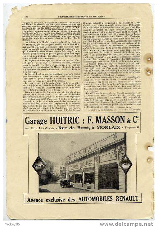 Finistère-Document--MORLA IX--Activité Commerciale De Morlaix-photos--Belle Pub Garage RENAULT (voiture)---------------- - Unclassified