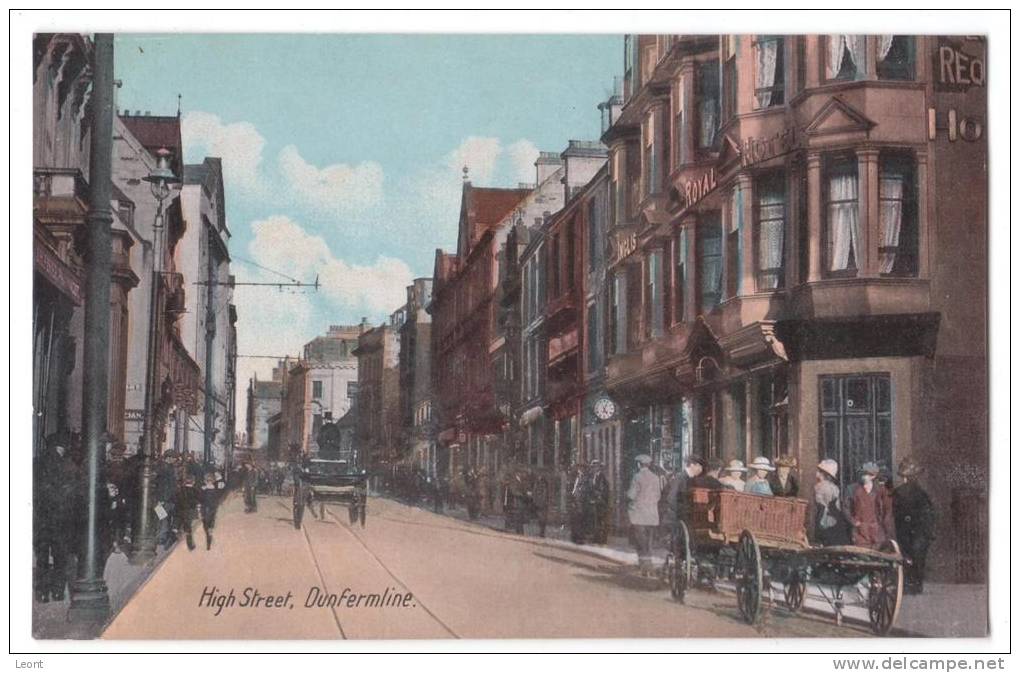 Scotland - Dunfermline - High Street - 1917 - Royal Hotel - People - Philco Series - Fife