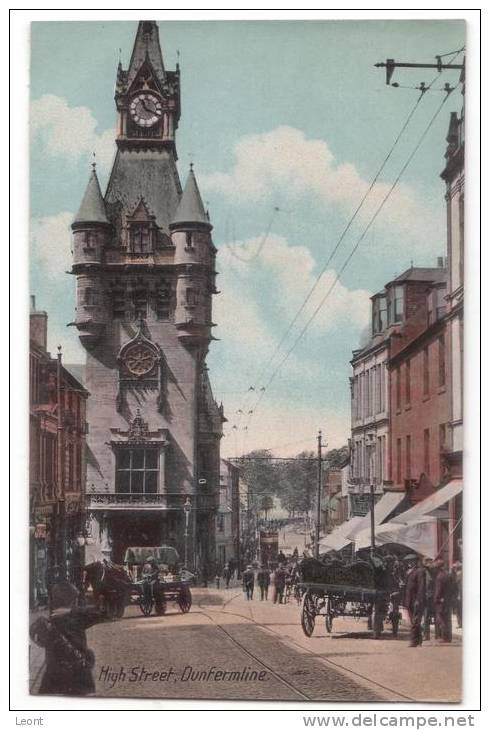 Scotland - Dunfermline - High Street - 1917 - Street Car  - People - Philco Series - Fife