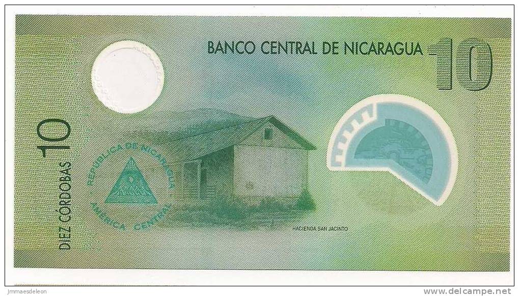 Nicaragua 2010 Polymer Banknote 10 Cordobas - El Castillo Fort - Round Transparent Window - Nicaragua