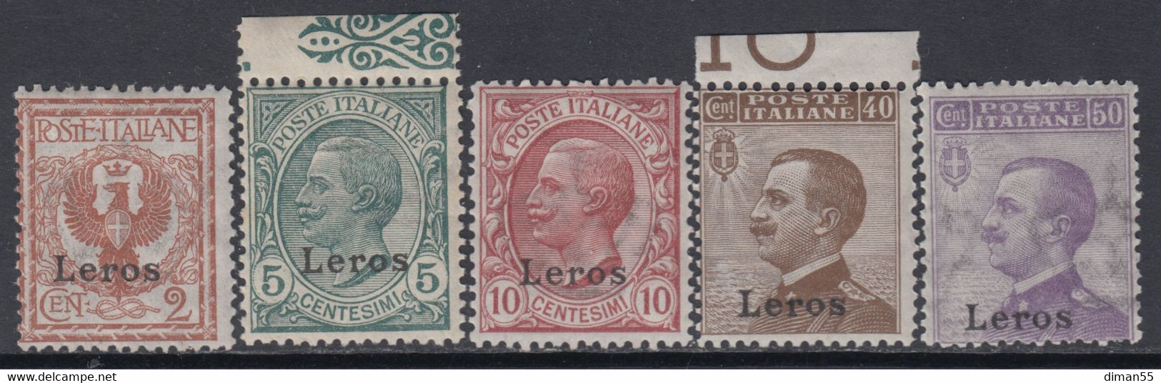 Egeo - Leros - N.1-3 +6-7 Cat. 85 Euro - Gomma Integra - MNH** - Ägäis (Lero)