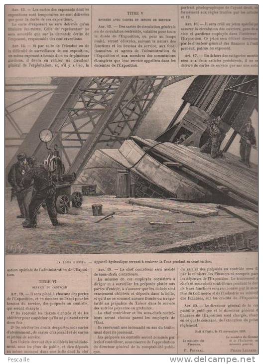 L´EXPOSITION DE PARIS 1889 N°4 - PALAIS ALGERIE - TRAVAUX DE CONSTRUCTION DE LA TOUR EIFFEL - EXPOSITION COLONIALE - 1850 - 1899