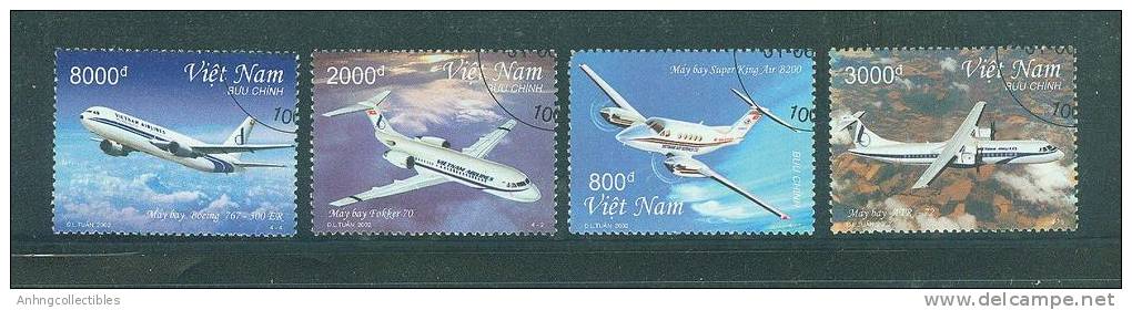 Vietnam: Modern Airplanes - 2002 Issue (withdrawn Stamps) - CTO - Airplanes