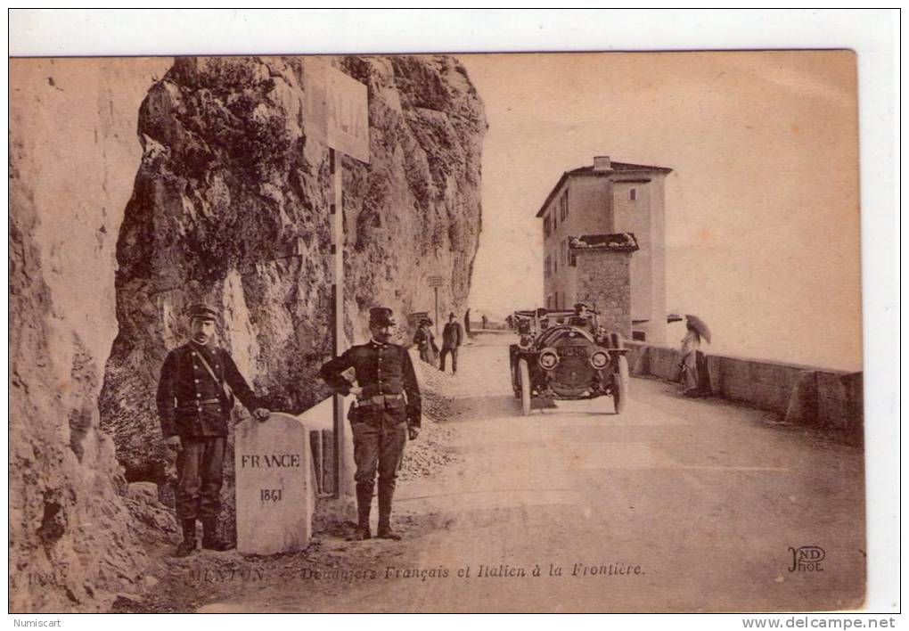 Douanes..Douaniers..Menton..animée..Douaniers Français Et Italiens..Frontière..tacot - Dogana