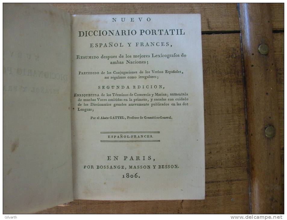 GATTEL dictionnaire portatif espagnol français 1806