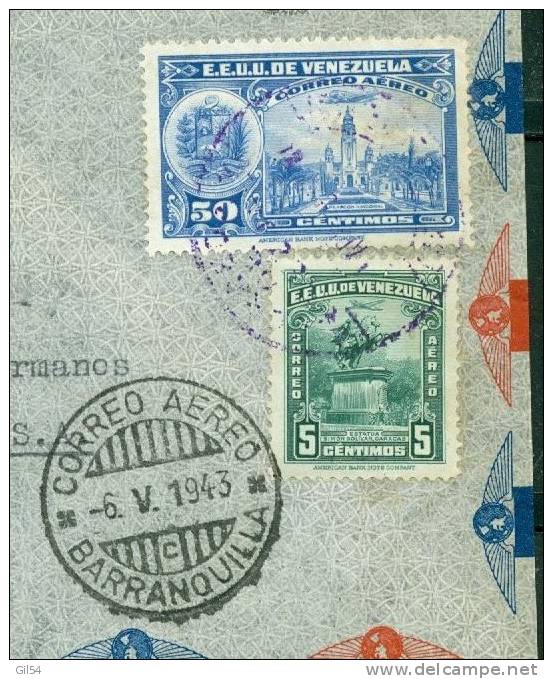 Lettre AIR MAIL  De Caracas ( Vénézuéla ) Affranchie En 1943 Pour Bogota ( Colombie )   - Lh113454 - Venezuela