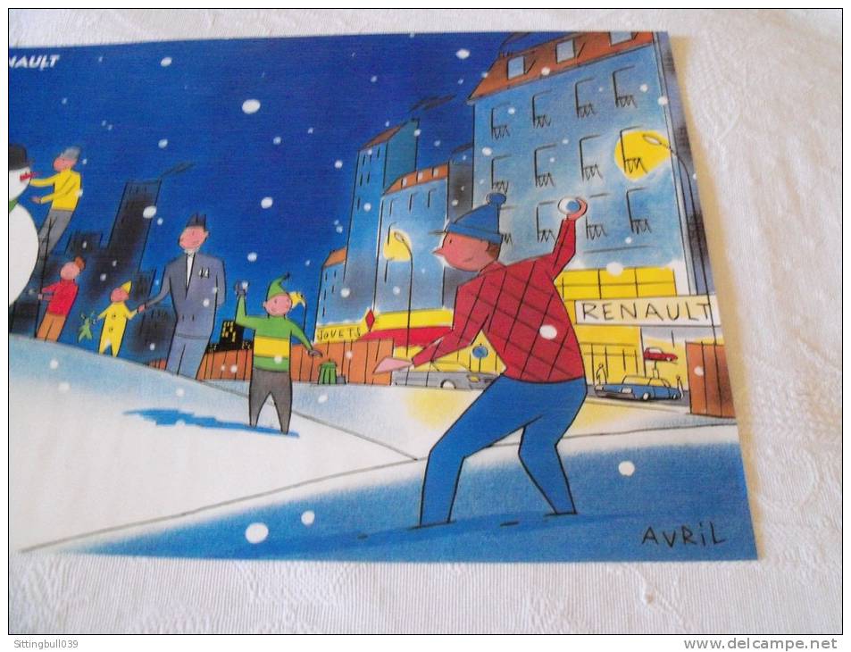 AVRIL François. Le Noël RENAULT. Très RARE Affichette PUB Pour Les Automobiles RENAULT. 1989 - Affiches & Offsets