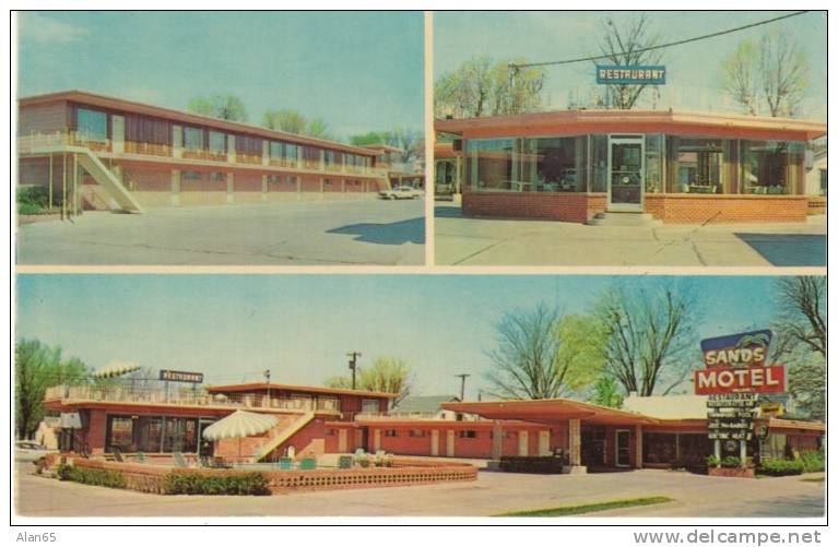 Fort Smith AR Arkansas, Sands Motel &amp; Restaurant, Lodging, Great Signs, C1950s/60s Vintage Postcard - Fort Smith