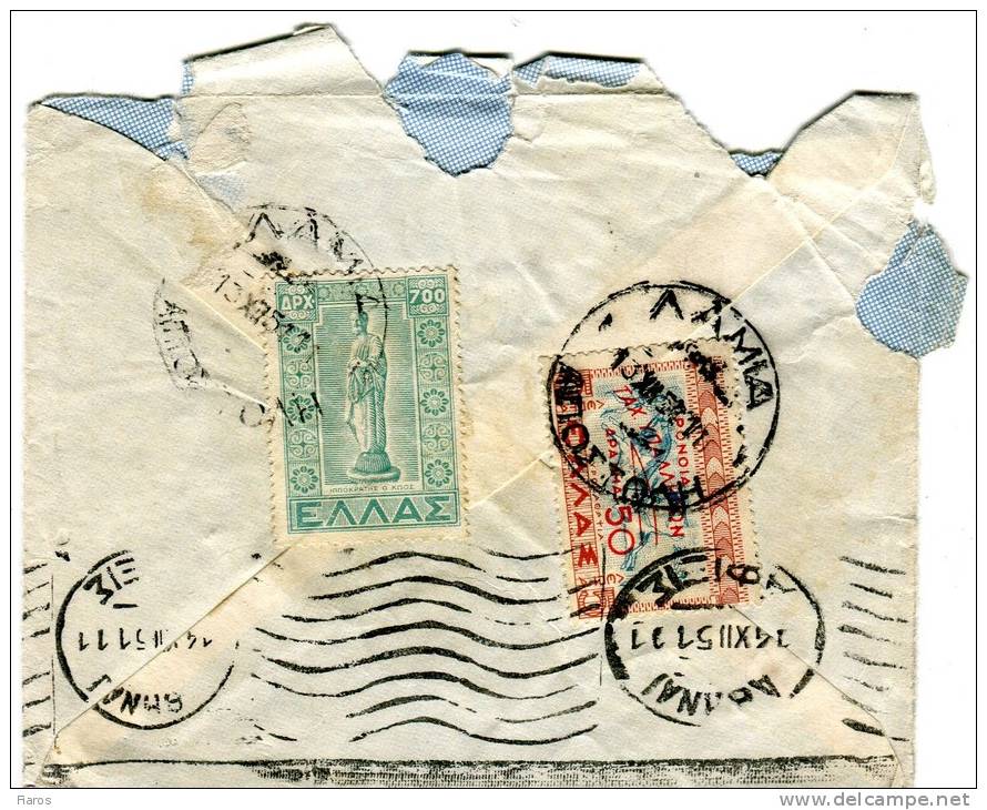 Greece- Cover Posted From Lamia [13.12.1951, Arr.14.12] To Athens - Maximum Cards & Covers