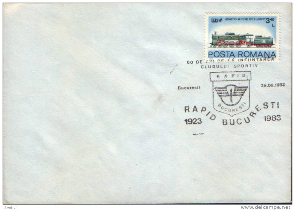Romania-Envelope Occasionally 1983-Rapid Bucuresti,60 Years Of Existence - Clubs Mythiques