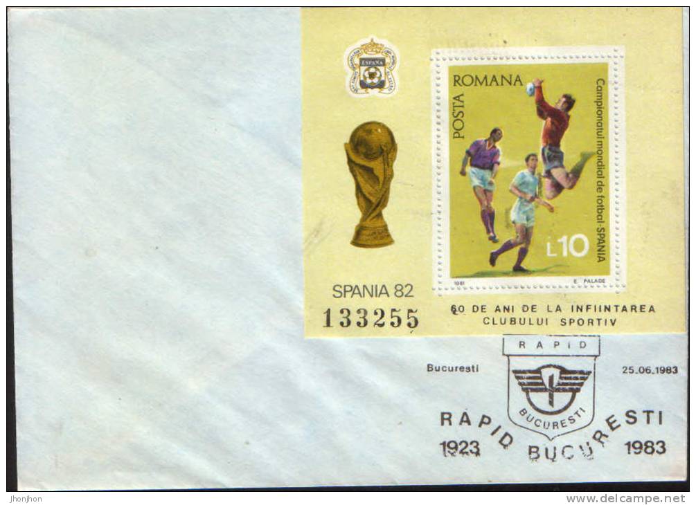 Romania-Envelope Occasionally 1983-Rapid Bucuresti,60 Years Of Existence - Clubs Mythiques