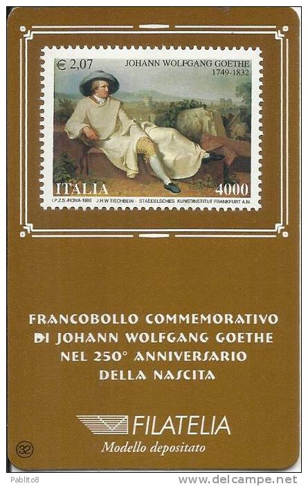 ITALIA REPUBBLICA ITALY  1999 TESSERA FILATELICA JOHANN WOLFGANG GOETHE PERFETTO NUOVO UNUSED - Filatelistische Kaarten