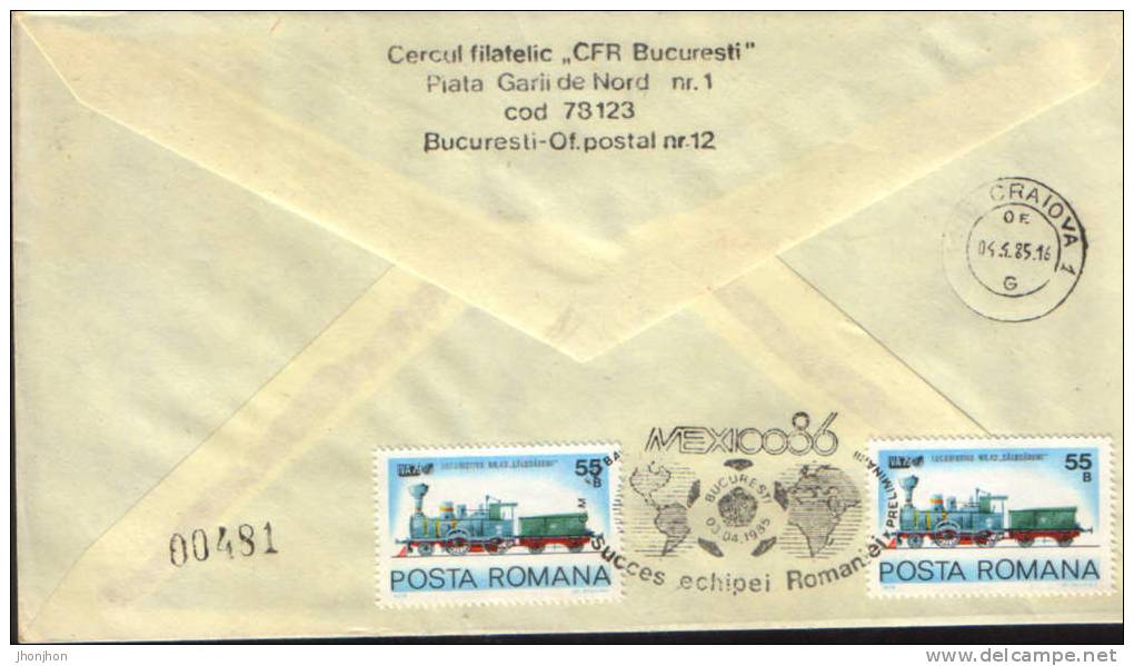 Romania-Envelope Occasionally 1985-El Mundial Mexico 86-Romanian Qualifier - 1986 – Messico