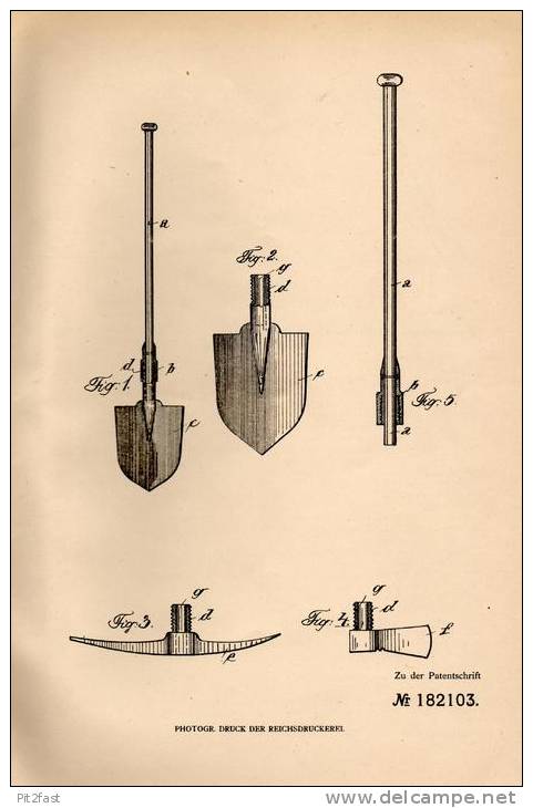 Original Patentschrift - H. Höfling In Ostheim Vor Der Rhön , 1906, Schanzgerät Aus Beil , Spaten , Hacke Und Spitzhacke - Antike Werkzeuge