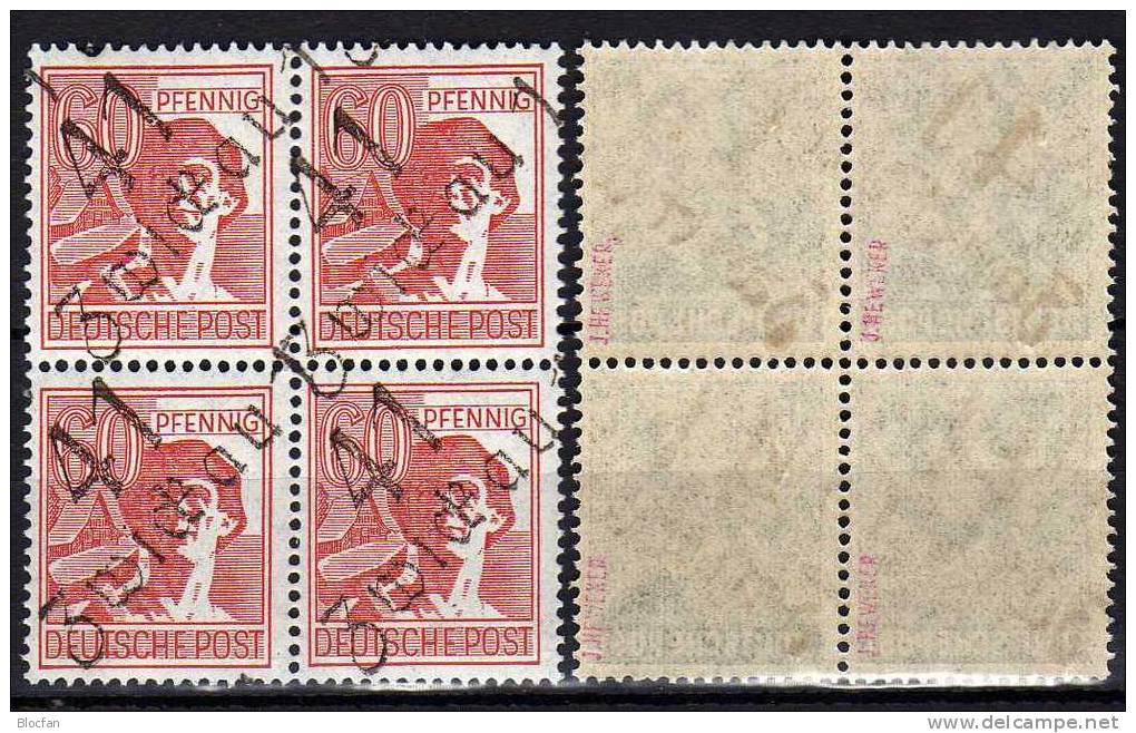 Handstempel-Aufdruck 60Pf. 4-Block Alliierte Besetzung 1948 SBZ 179 VB ** 1120€ OPD 41 Arbeiter-Serie  Sheet Bf Germany - Other & Unclassified