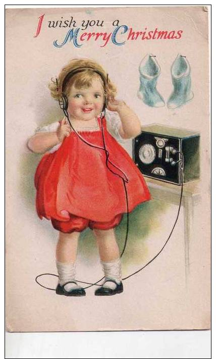 Cpa Illustree "merry Christmas " Fillette Au Telephone - Autres & Non Classés