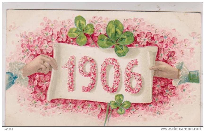 CPA GAUFRRE En RELIEF BONNE ANNEE 1906 !! - New Year