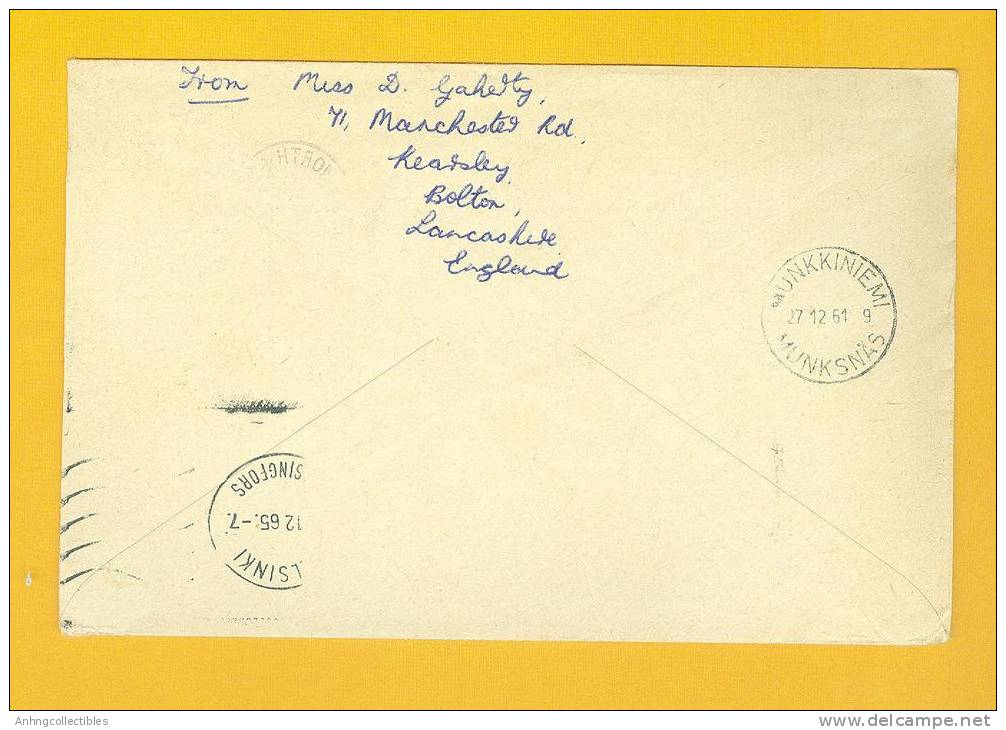 England: Old Cover Sent To Finland - 1961 Postmark - Storia Postale