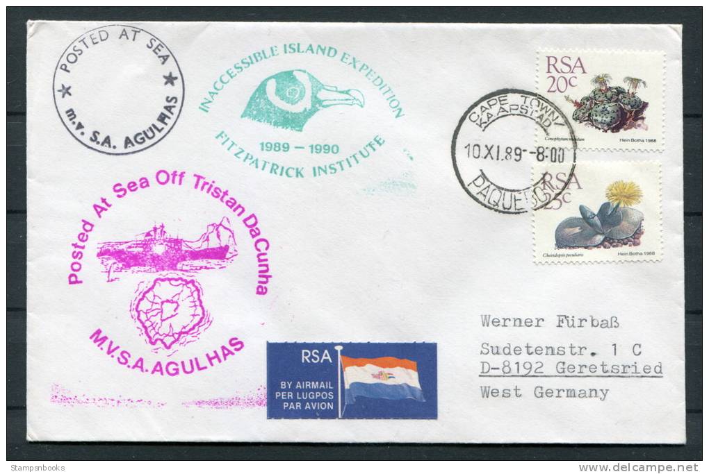 1989 South Africa Tristan Da Cunha Penguin Paquebot Ship Cover - Covers & Documents