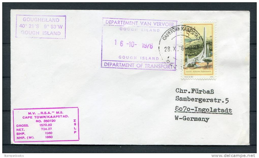 1976 South Africa Gough Island Paquebot Ship Cover - Covers & Documents