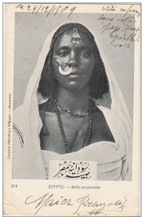 CPA EGYPTE EGYPT Type De Femme Soudanaise Bijoux Woman Beauty Timbre Stamp 1904 - Autres & Non Classés