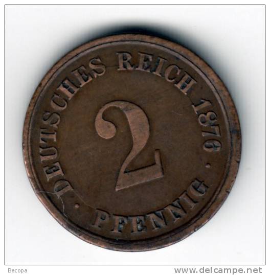 Duitsland Keizerrijk 2 Pfennig 1876D - 2 Pfennig