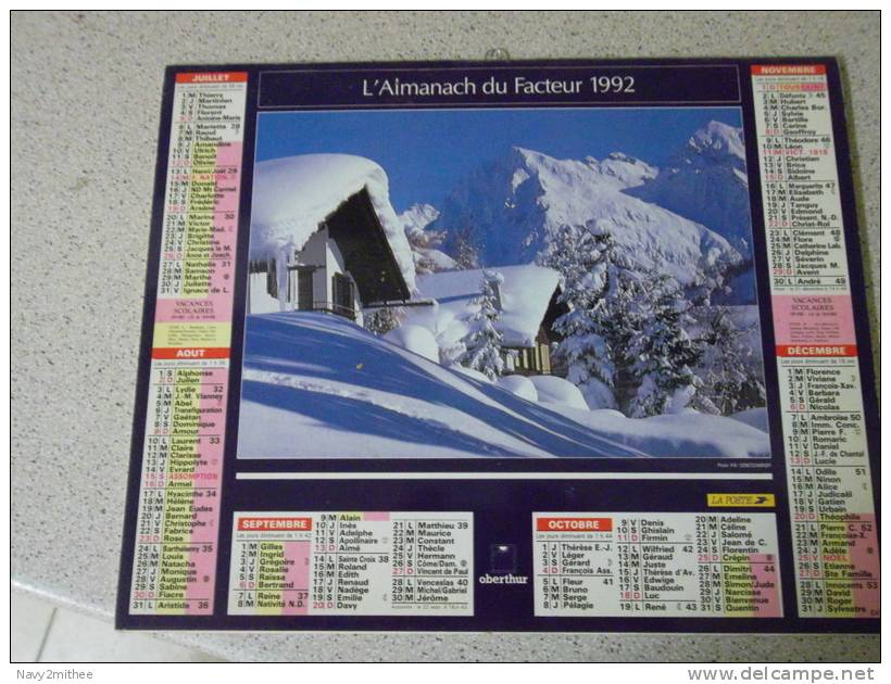 ALMANACH DU FACTEUR   1992   DEPARTEMENT  66 - Grand Format : 1991-00