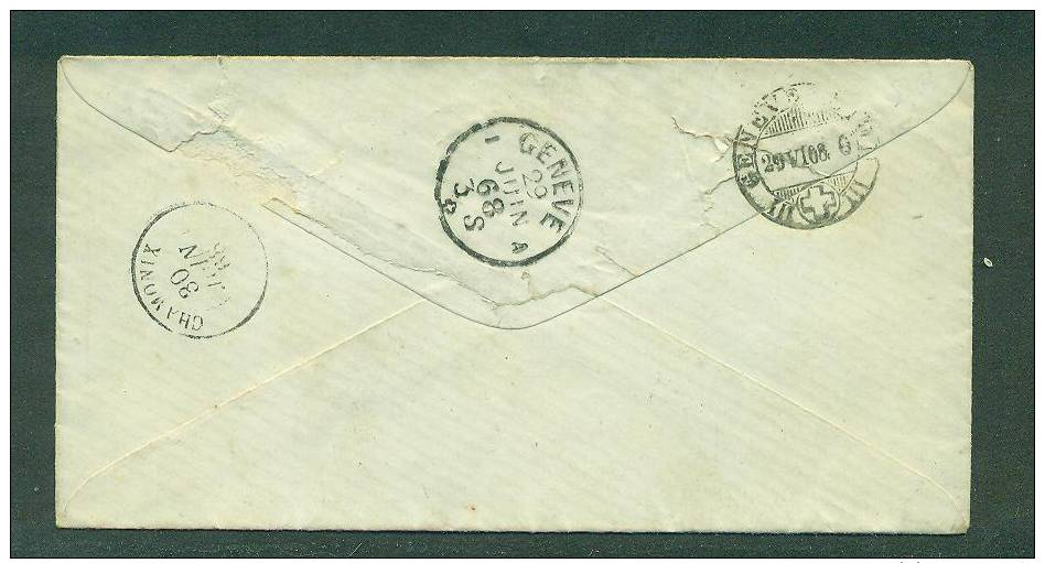 N°46 Sur Lettre Oblitéré St Maurice 29.6.1868, Arrivée Chamonix - Covers & Documents