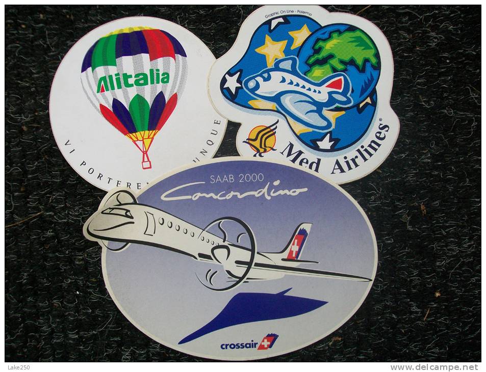 3 ADESIVI,ALITALIA,MED AIRLINES,CROSSAIR - Stickers