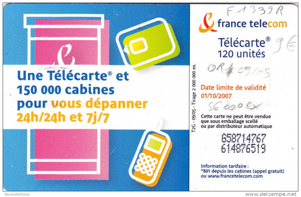 TELECARTE 120 U @ F1339R @ CABINE FEMME - 56 000 Ex @ ORG1 - 09/2005 - 2005