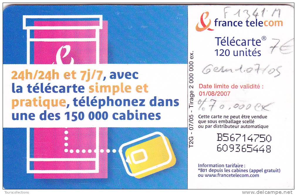 TELECARTE 120 U @ F1341M @ CABINE FEMME - % 70 000 Ex @ GEM1 - 07/2005 - 2005